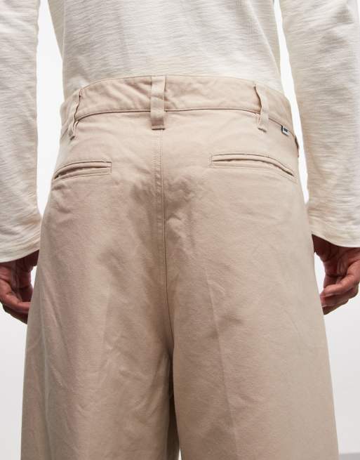Obey dean pleated trousers in cement, 4 of 5