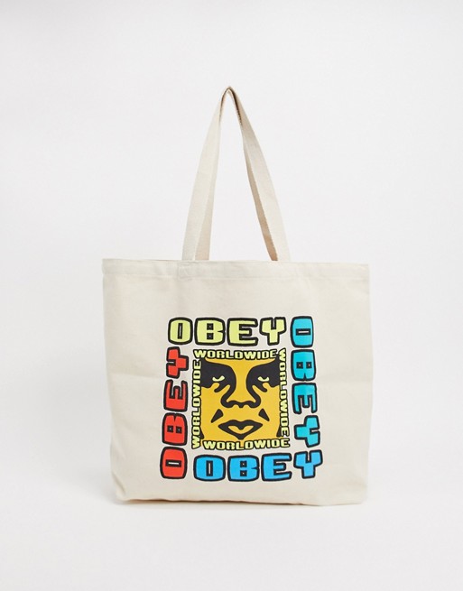 Obey defiant tote bag in beige