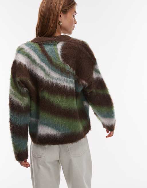 Obey – Delirium – Strickjacke in Braun und Grün, 3 von 4