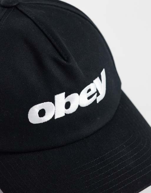 Obey Delta 5 logo snapback cap in black, 2 of 3