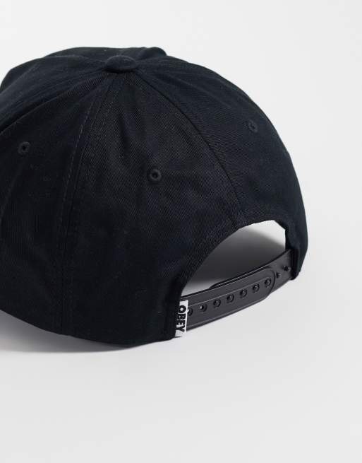 Obey Delta 5 logo snapback cap in black, 3 of 3