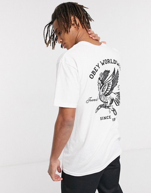 Obey Demon Bird back print t-shirt in white
