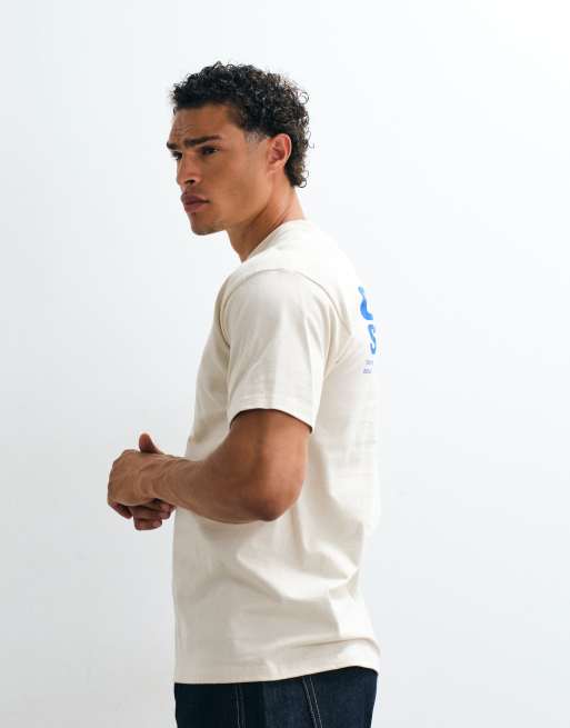 Obey design studios back graphic short sleeve t-shirt in cream, 4 of 5