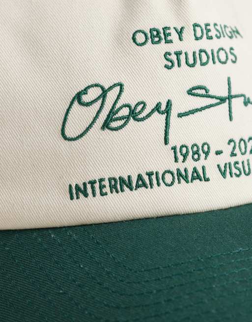 Obey - Design Studios - Cappellino multicolore con cinque pannelli e visiera a contrasto, 3 di 3