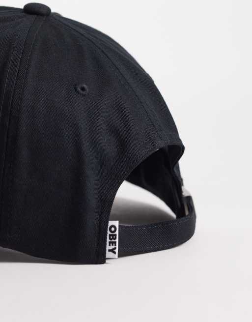 Obey design studios five panel strapback cap in black, 2 of 3