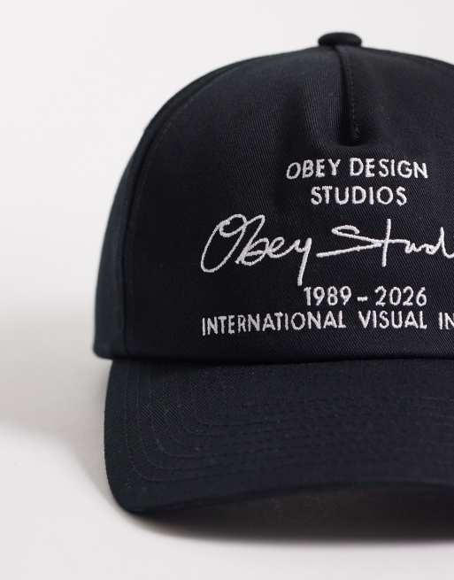 Obey - Design Studios - Strapback pet met vijf panelen in zwart, 3 van 3