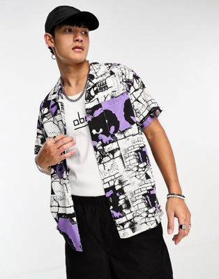 Obey detector print shirt in white - ASOS Price Checker