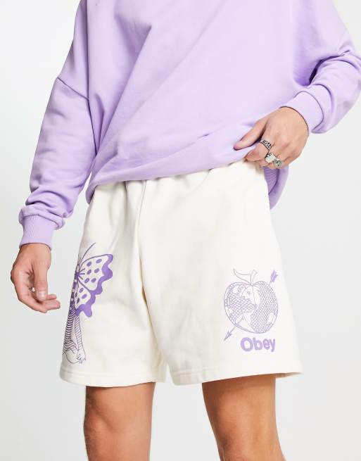 Obey - Dharma - Pantaloncini felpati bianco sporco
