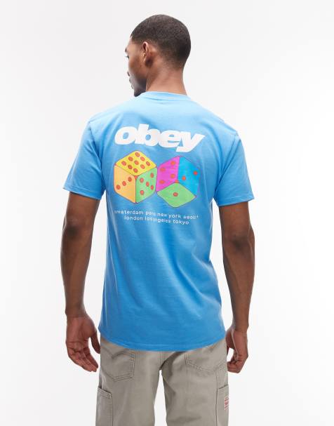 Obey dice graphic t-shirt with back print in blue - view 1
