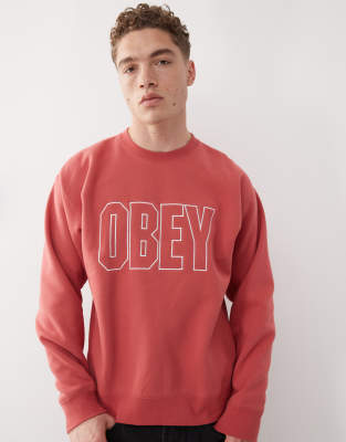 Obey Obey digable crewneck logo sweatshirt in mineral red