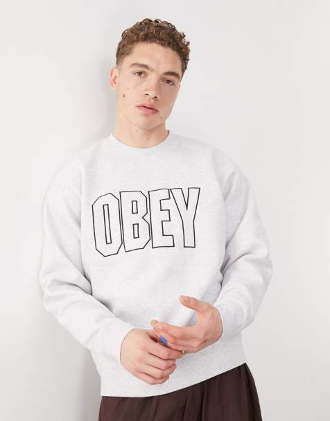 Obey digable logo crewneck sweatshirt in ash grey - view 1