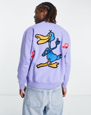 Obey disco duck crew sweatshirt in light purple