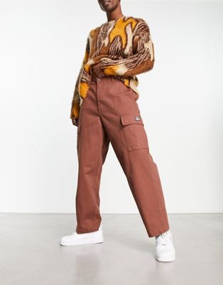 Obey division cargo pants in brown - ASOS Price Checker