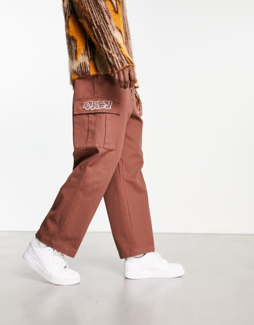 Obey division cargo pants in brown