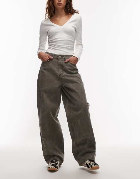 Obey - Donovan - Beige forvaskede jeans i rynket denim med vide ben - view 1