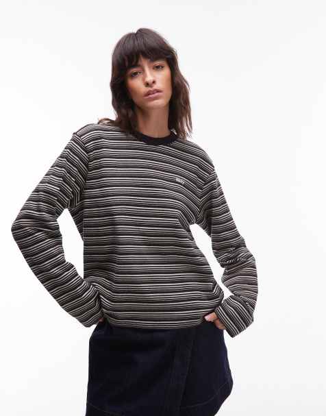 Obey Dorothy long sleeve striped t-shirt in black - view 1