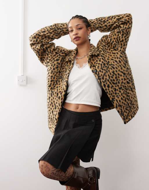 Obey dottie leopard jacket in brown