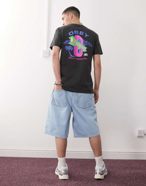 Obey – Dream Construction – Czarny sprany T-shirt z nadrukiem z logo na plecach - view 1