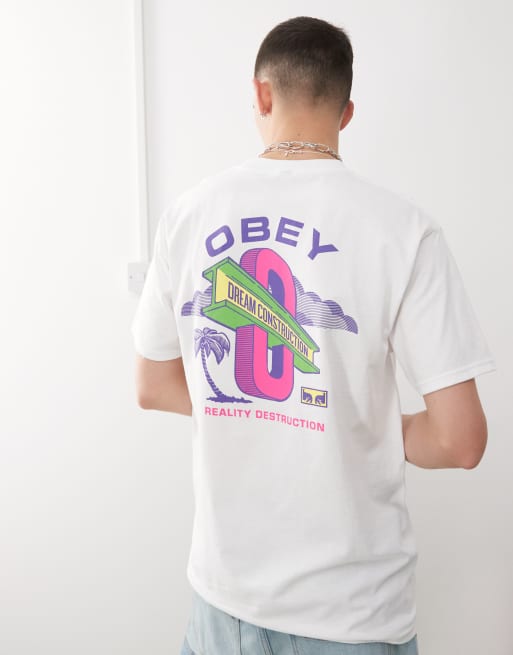 Obey - Dream Construction - T-shirt met grafisch logo en print op de achterkant in wit, 4 van 4
