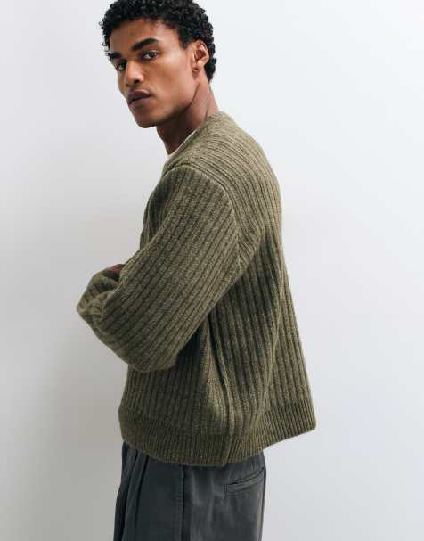 Obey drex knitted crewneck jumper in green - view 1