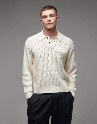 Duane - Polo-Strickpullover in Wollweiß Weiß XL