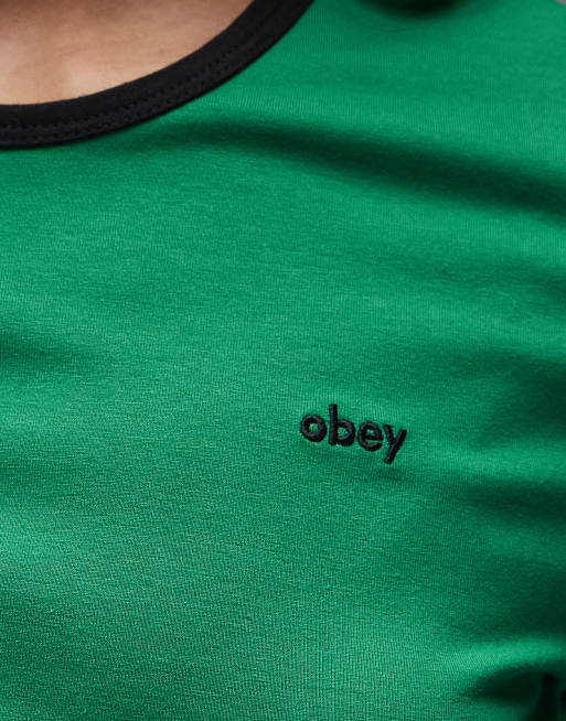 Obey - Duvall - T-shirt à manches courtes et bords contrastants - Vert, 4 de 4
