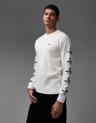 Obey Obey ears long sleeve thermal t-shirt in off white