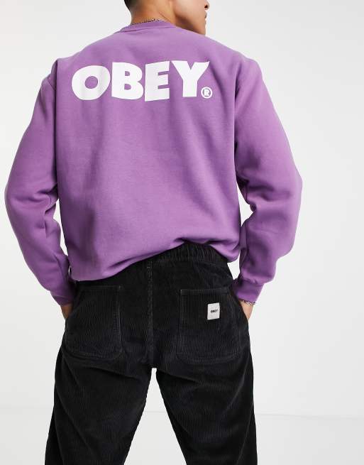 Obey easy cord tapered trousers in black, 2 of 4