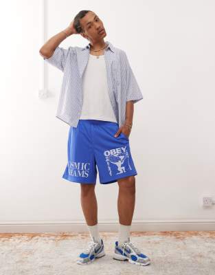 Obey Obey easy cosmic dreams mesh short in dazzling blue