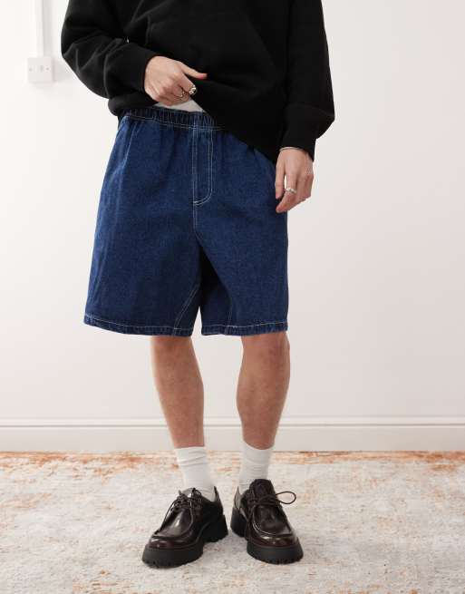 Obey Easy denim carpenter shorts in stone wash indigo ASOS - Main Image