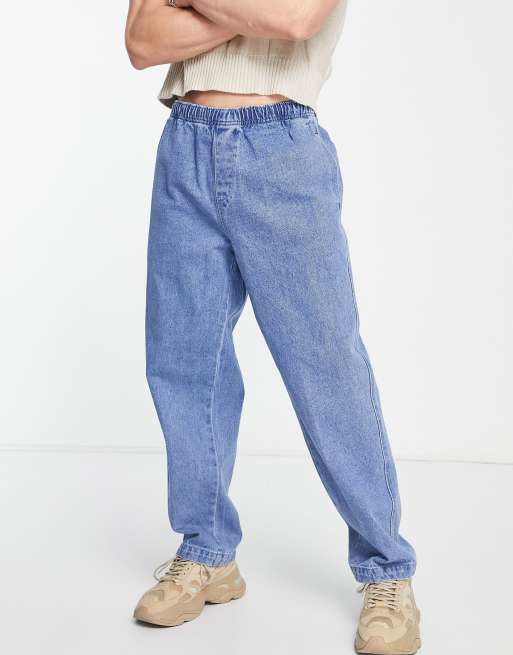 Obey easy denim estasticated waist denim jeans in blue wash