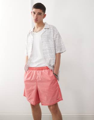 Obey Obey easy pigment cotton nylon short in pigment salsa-Red