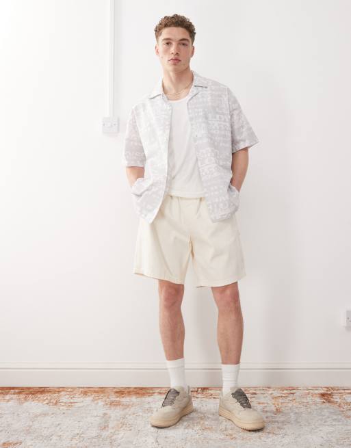 Obey - Easy - Short en jean style charpentier - Écru délavé effet décoloré