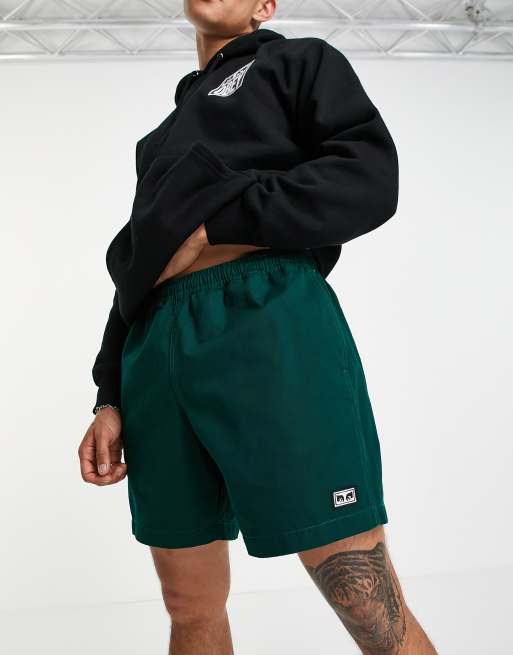 Obey Easy twill shorts in green