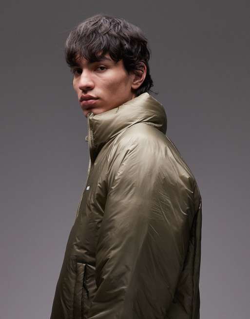 Obey echo puffer jacket in khaki, 4 of 5