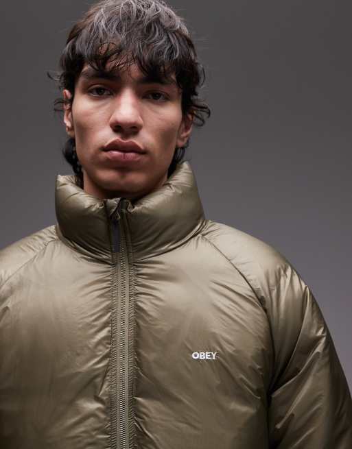 Obey echo puffer jacket in khaki, 5 of 5