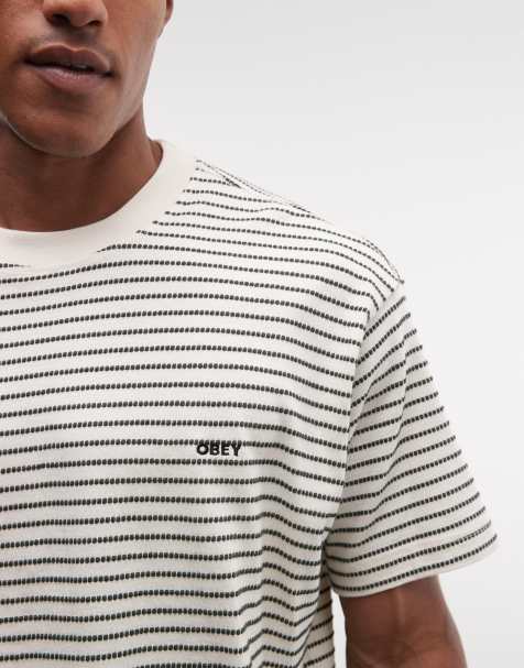 Obey – Edwin – Beige, randig t-shirt - view 1