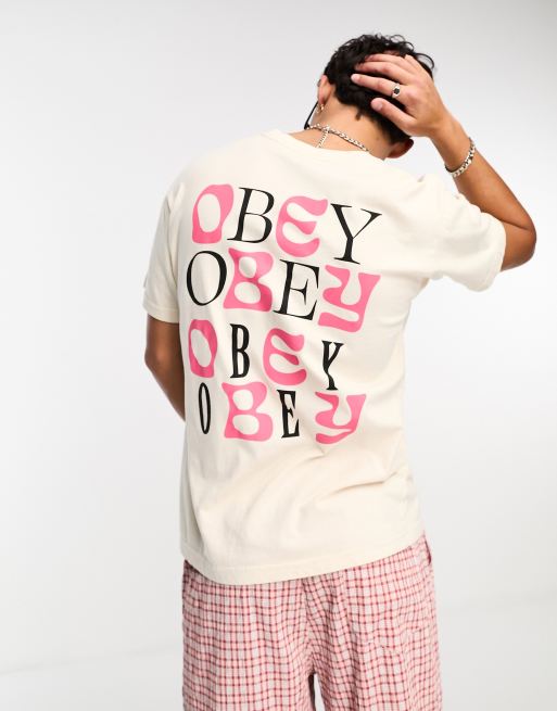 Obey either or backprint t-shirt in off white | ASOS