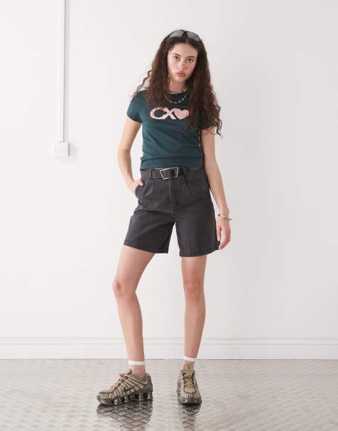 Obey - Eli - Short en jean plissé - Noir délavé - view 1