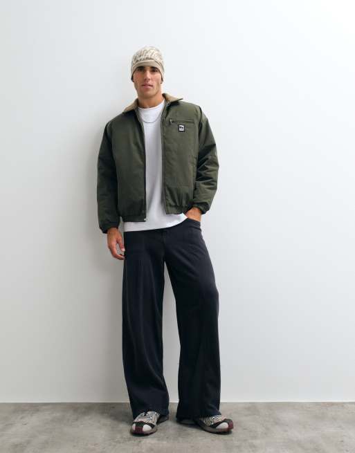 Obey elysian jacket with contrast collar in green multi, 2 of 5