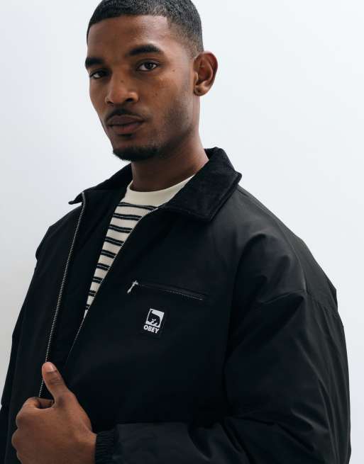 Obey Elysian zip through jacket in black, 3 of 5