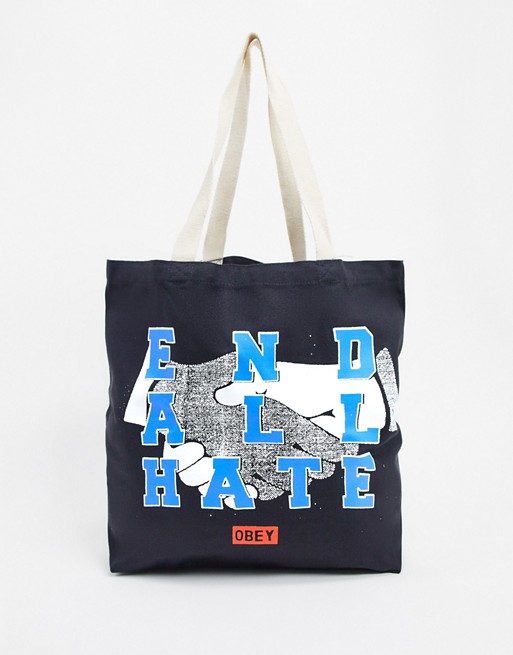 Obey End All Hate tote bag in black