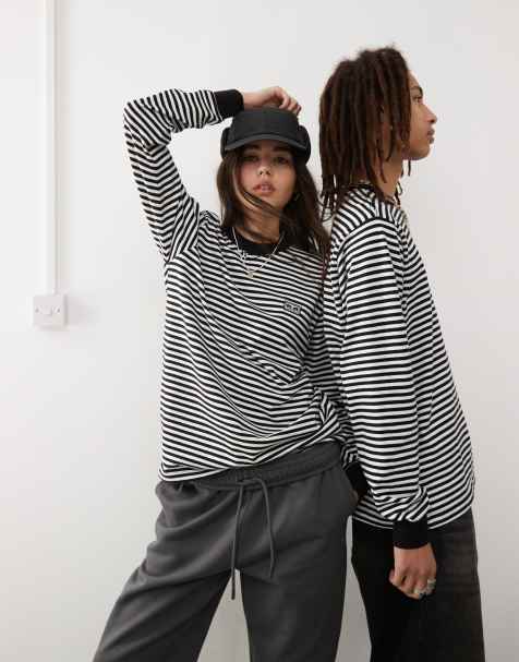 Obey – Established Works Eyes – Langärmliges, gestreiftes Shirt in Schwarz - view 1