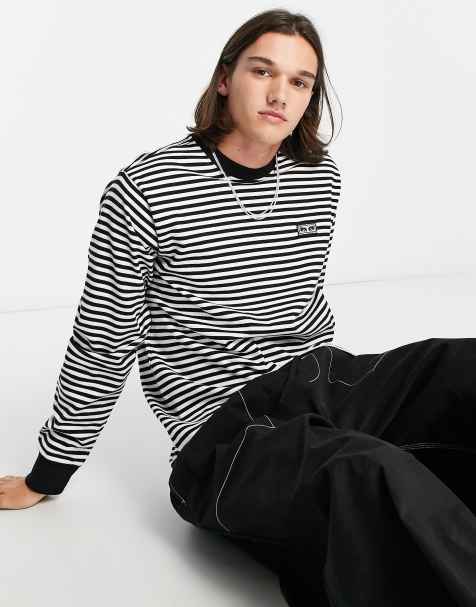 Obey – Established Works Eyes – Langärmliges Shirt in Schwarz und Weiß gestreift - view 1