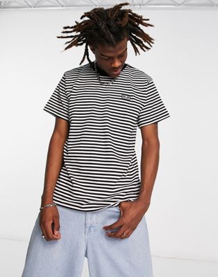 Obey established works eyes striped t-shirt in black and white