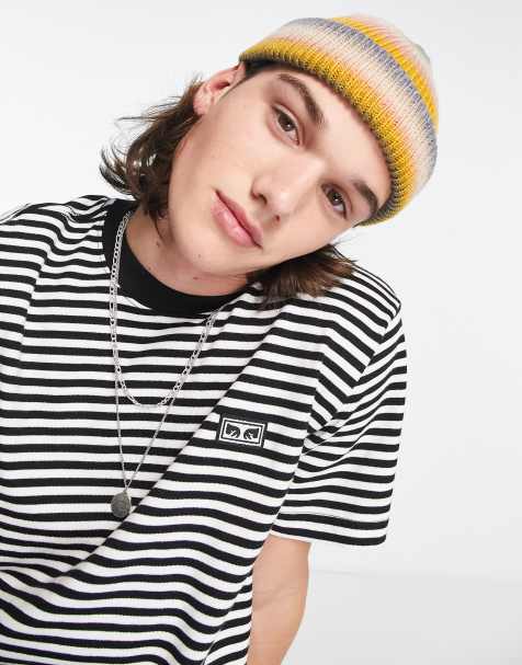 Obey Established Works Eyes striped t-shirt in black and white - view 1
