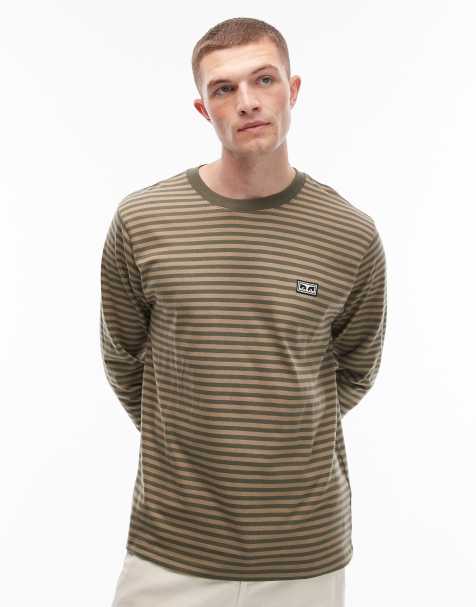 Obey – Established Works Eyes – T-shirt z długim rękawem w brązowe paski - view 1