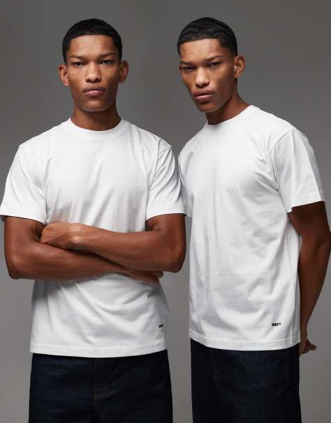 Obey Established Works standard 2 pack t-shirts in white - view 1