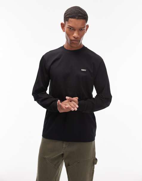 Obey - Established Works - T-shirt à manches longues avec logo en gros caractères - Noir - view 1