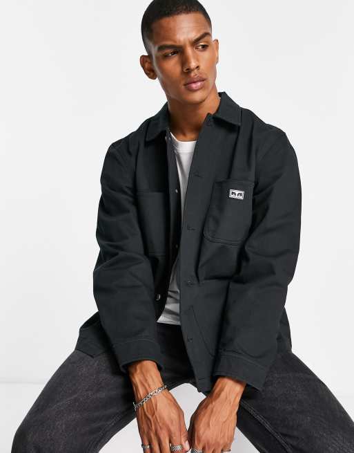 Obey estate worker jacket in black ASOS